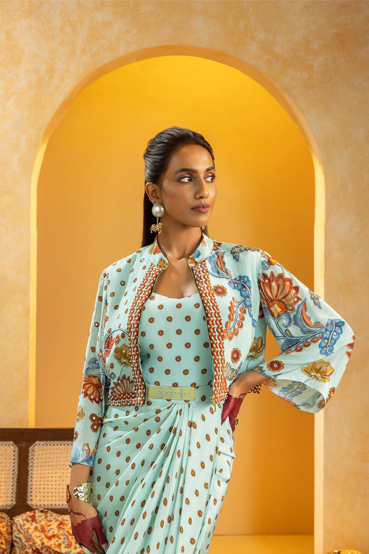 Rangtara embellished drape dress setSP4879