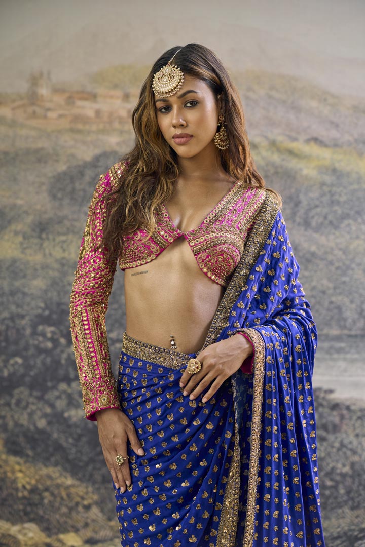 Neelpari Dabka Silk Saree Set