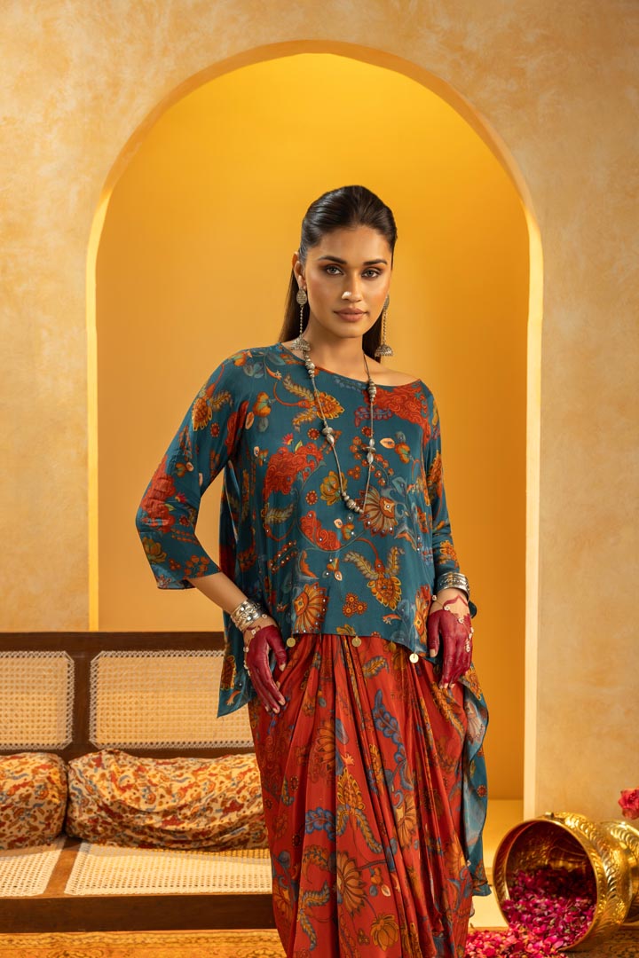 Rangtara embellished drape skirt setSP4826