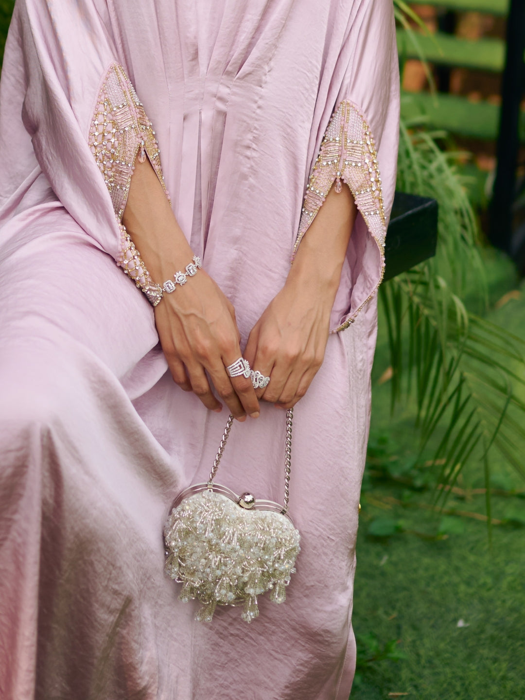 Pearl White Micro Heart Bag