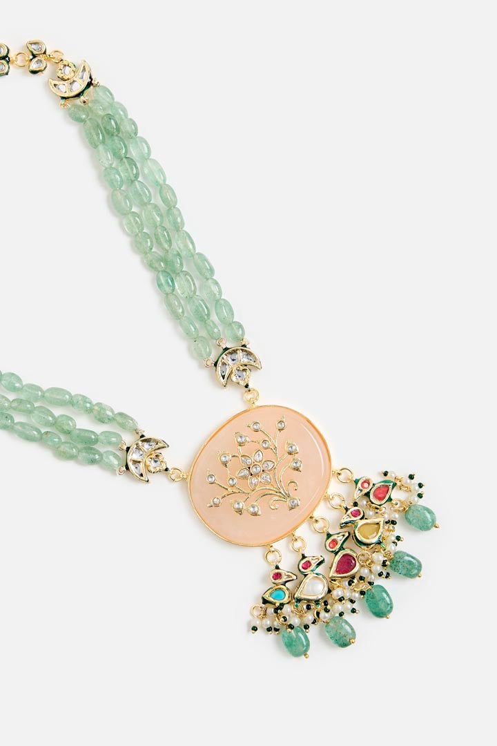 Elegant Green Beaded Necklace Set