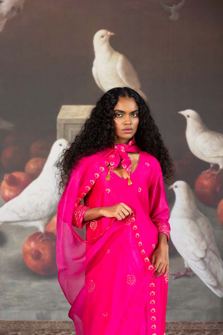 Pink Suit with Embroidery -Set of 3