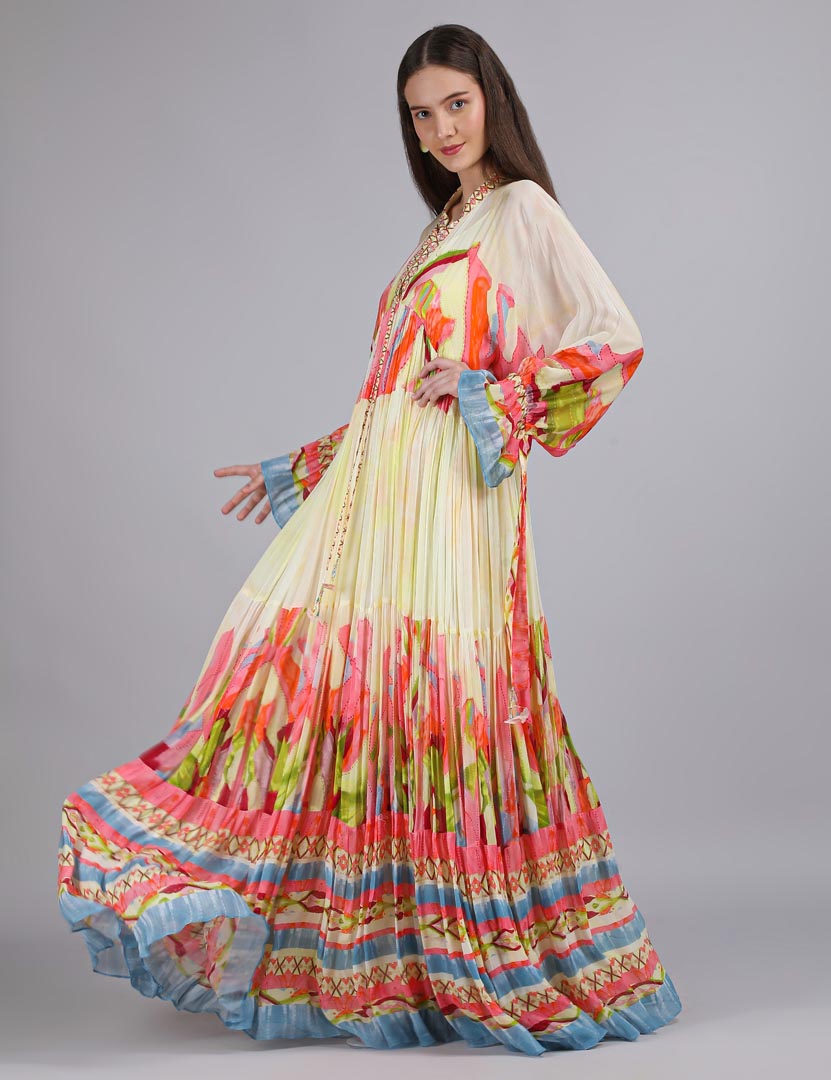 Linear lime summer placement Kaftan