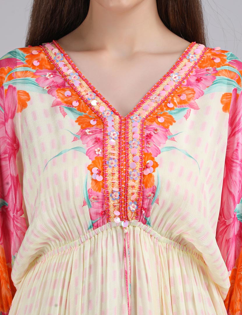 Floral Muse  high-low Kaftan Dress