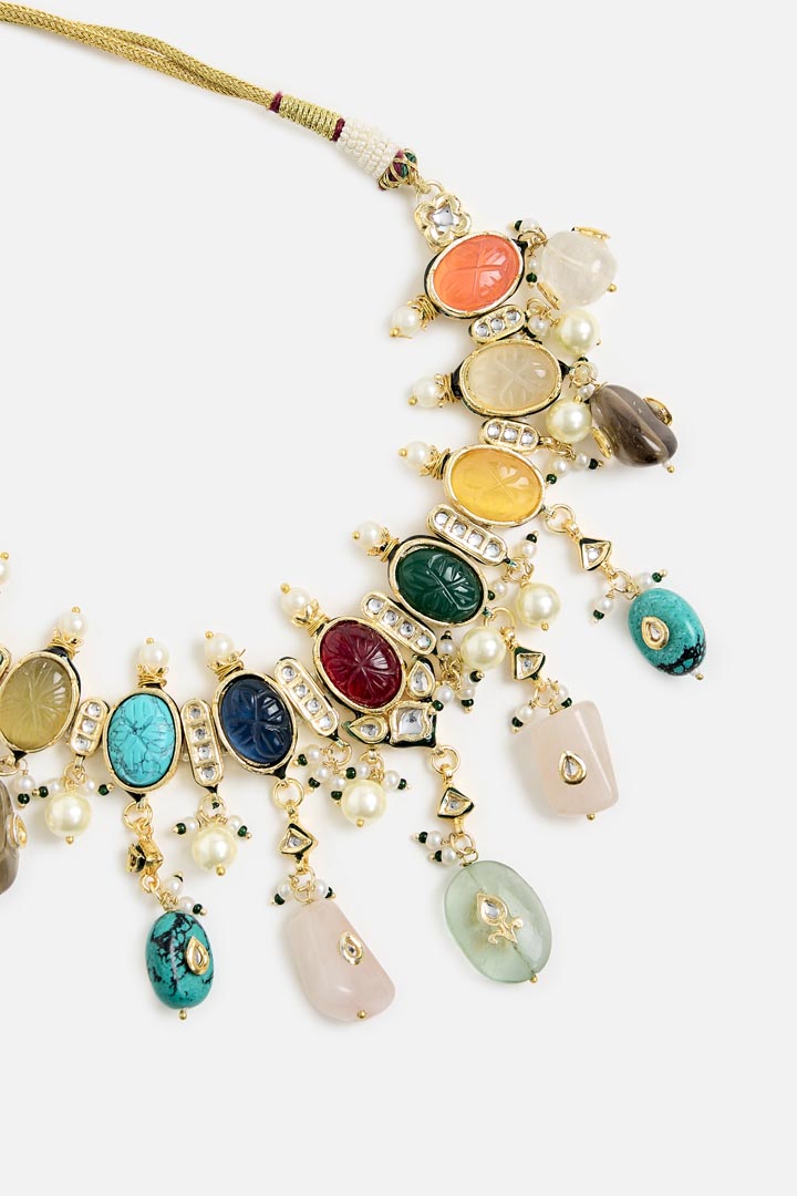 Multicolor Gemstone Choker Necklace Set