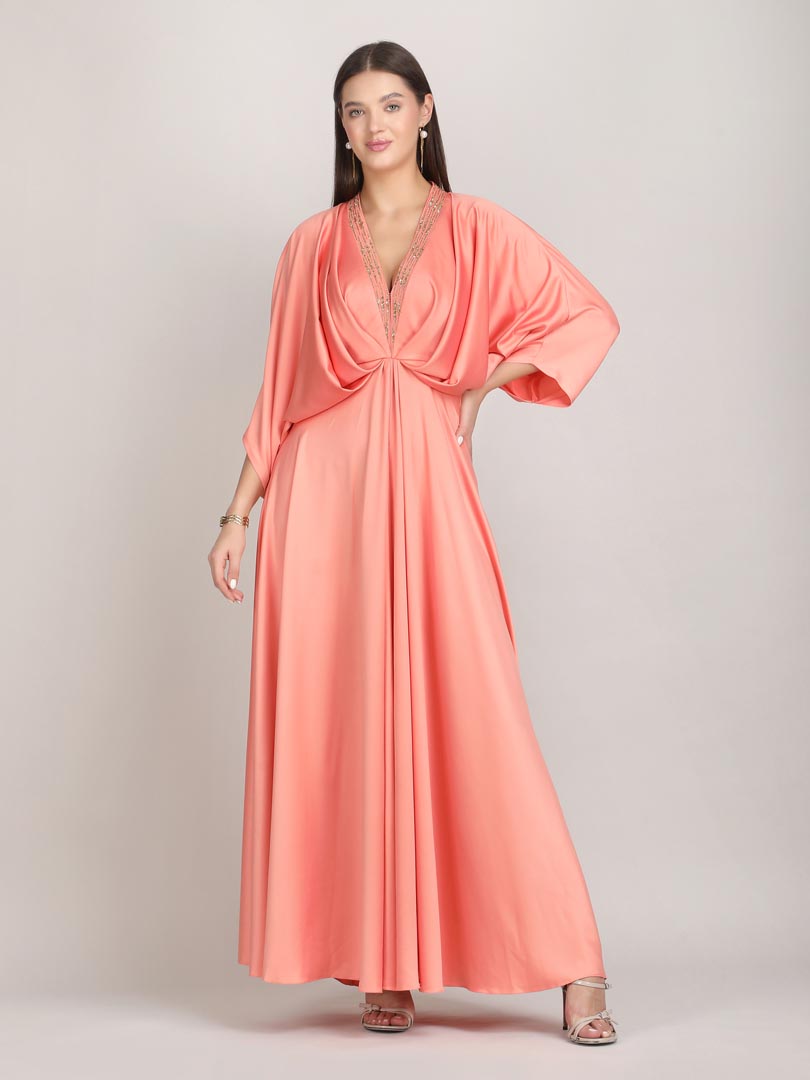 Peach Glow Draped Kaftan