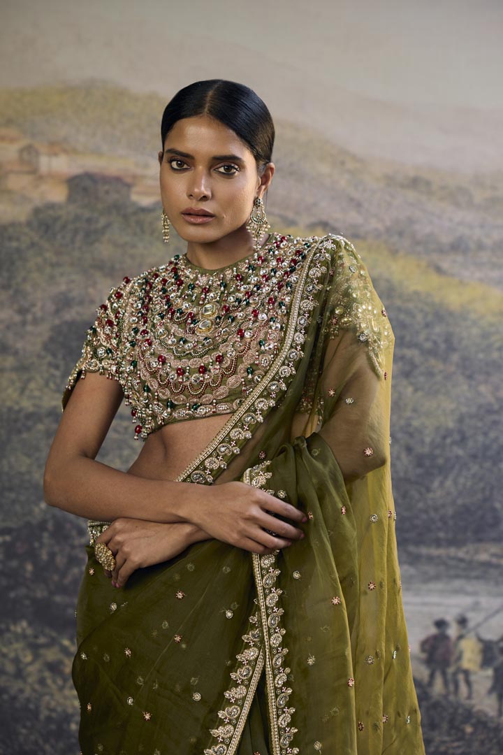 Zoya Jewel Organza Saree Set