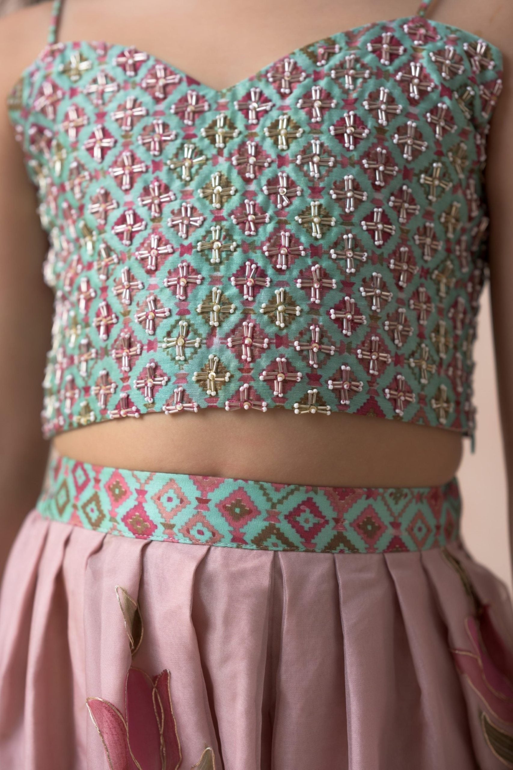 Crop top with dhoti pants and cape