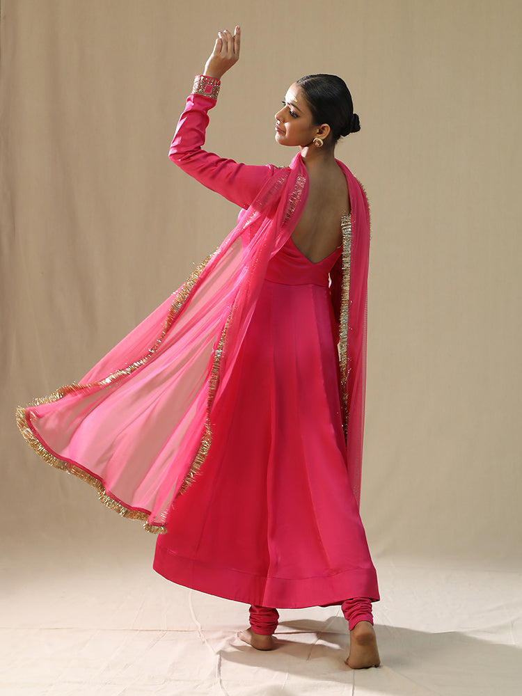 Pink heart Anarkali Suit Set