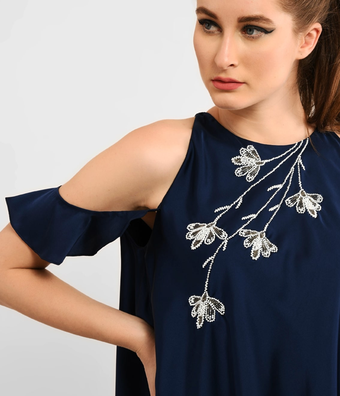 Playful Blue Embellished Tiered Top