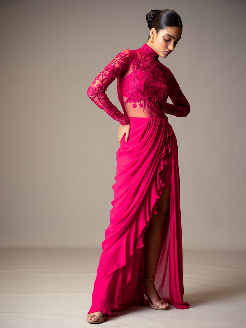 Fuschia Vale Saree Gown