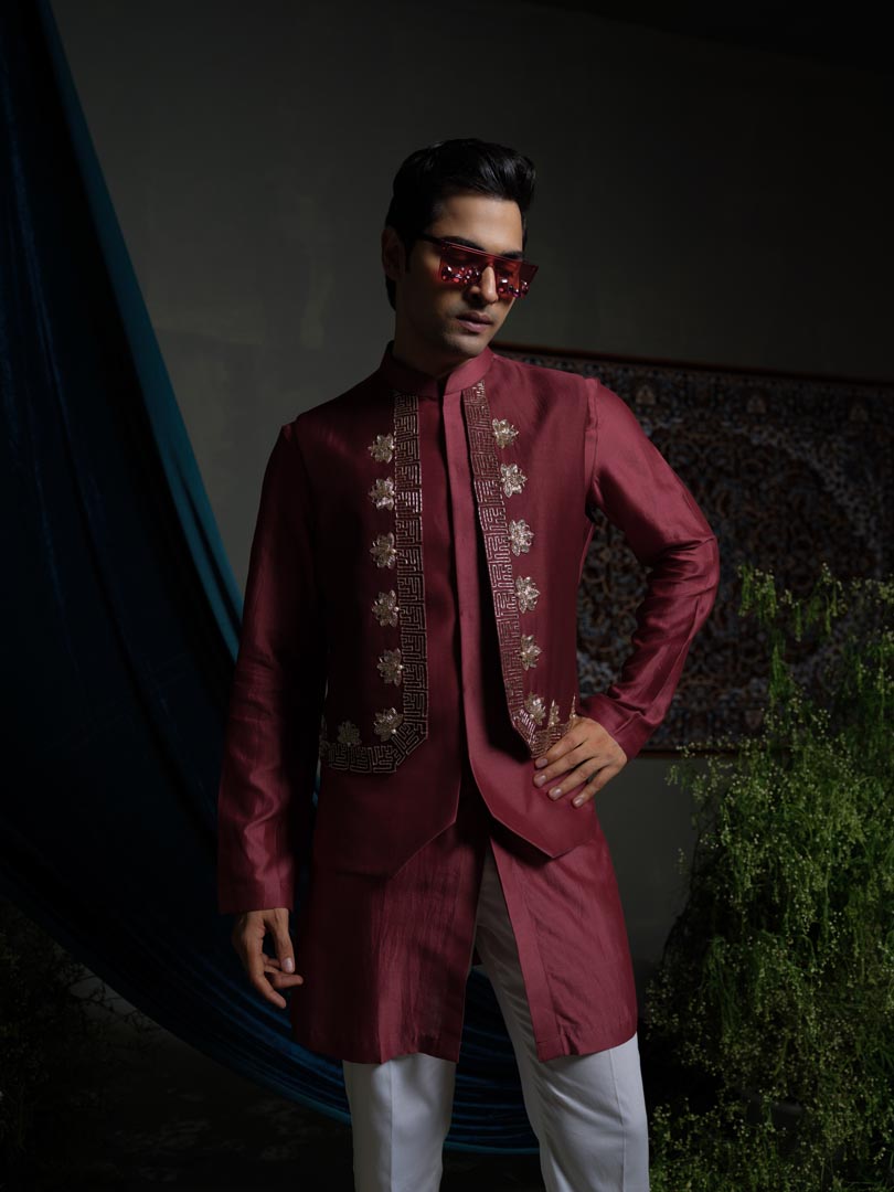 Maroon panel bundi set