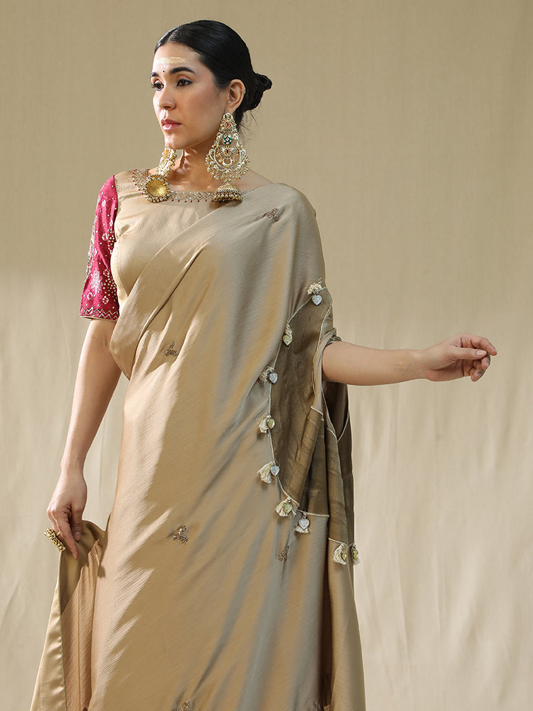 Golden Pre stitched saree