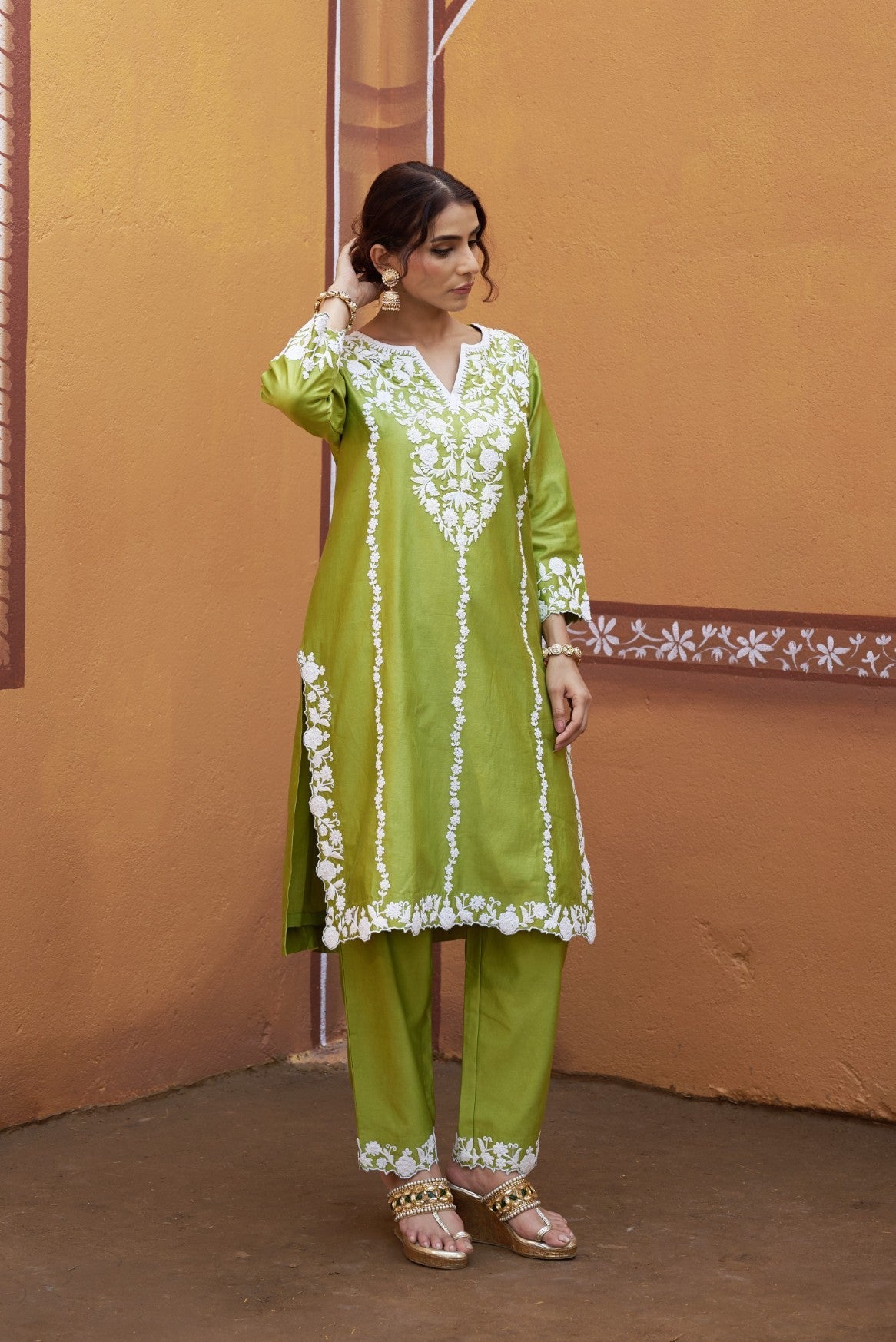 hand embroidery dori cut work Kurta Set