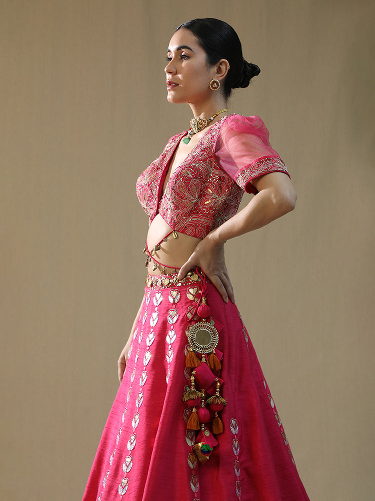 Pink Leopard Handpainted lehnga set