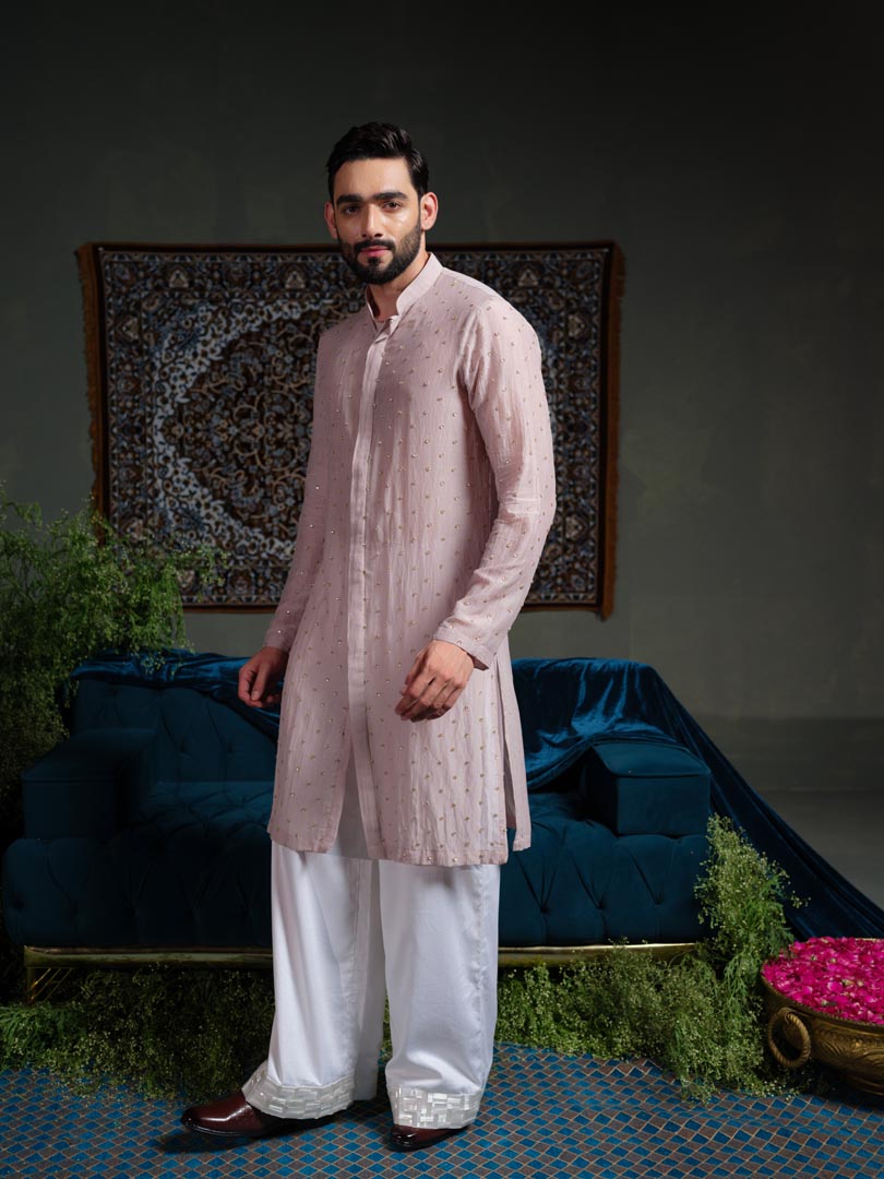 Lavender Chheeta Long kurta Set