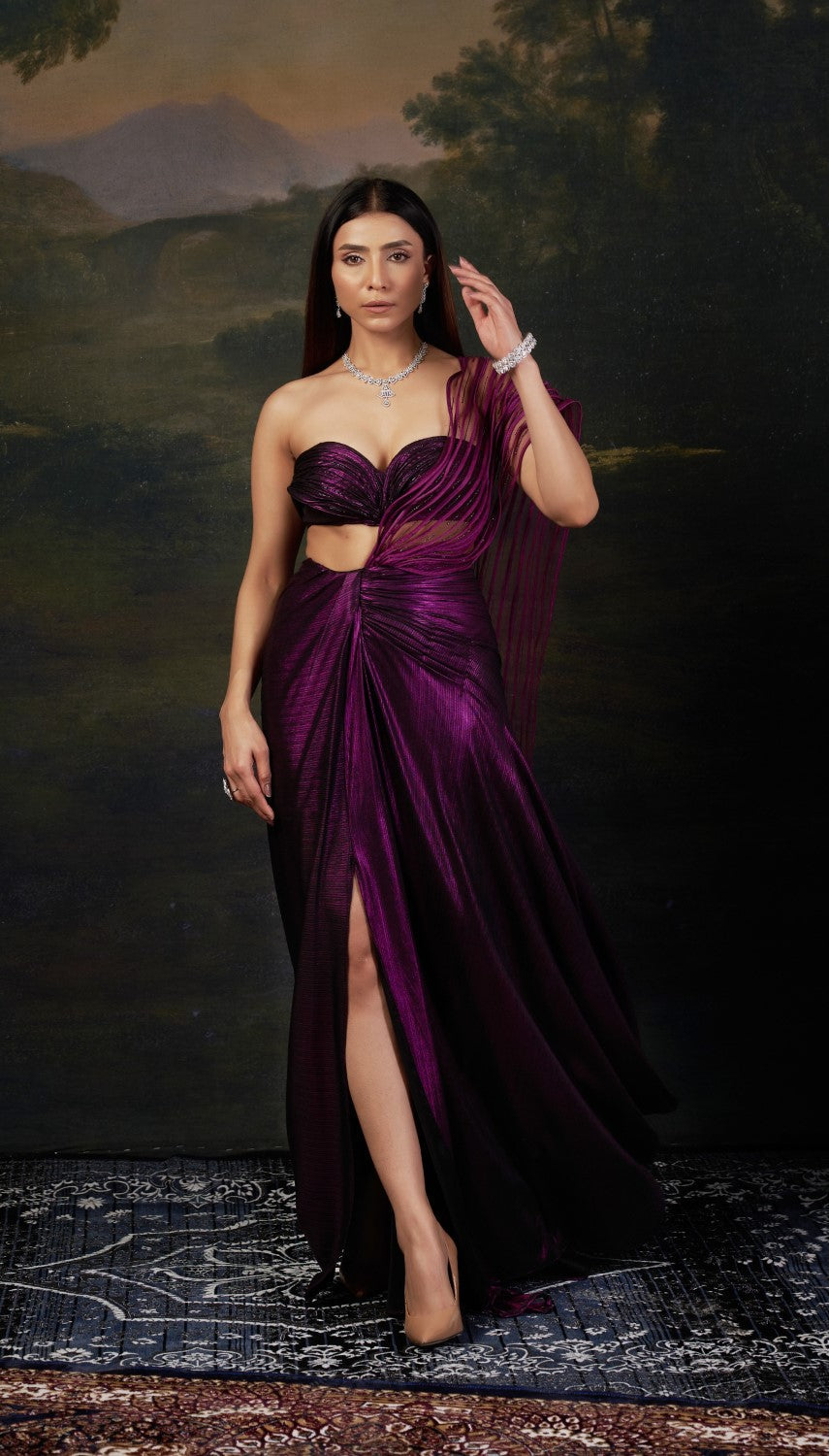 Embellished Saree gown with Intricate Katdana & Wire Work Pallu
