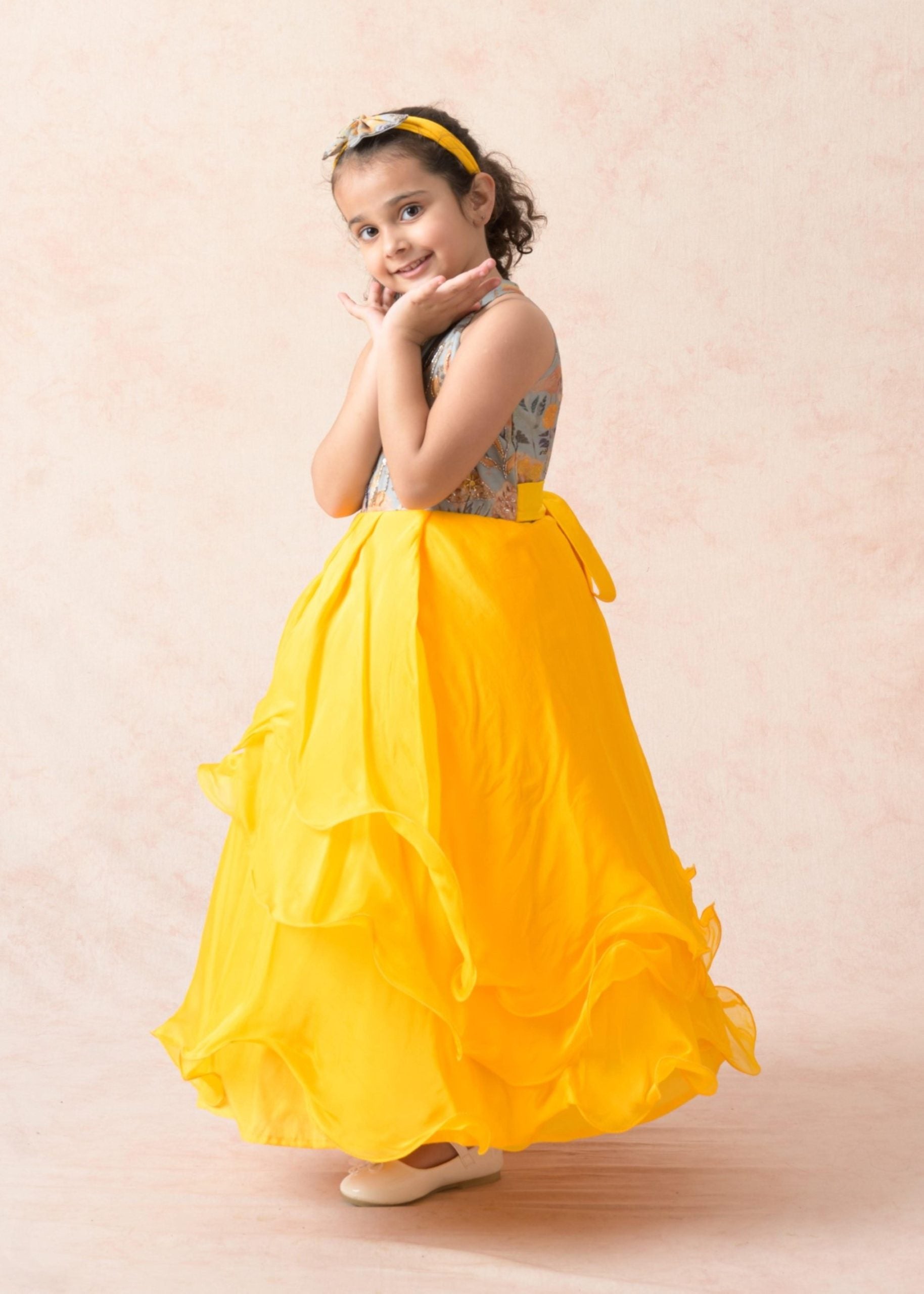 Hand embroidered Silk Gown