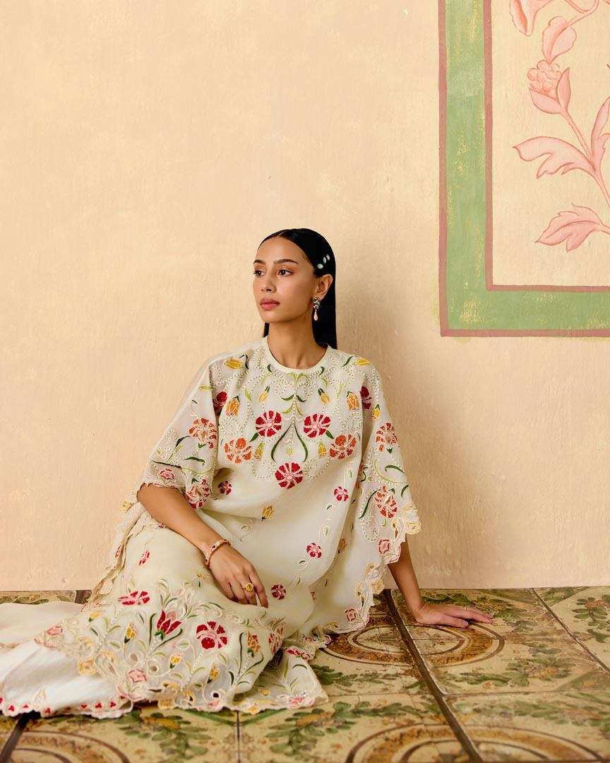IVORY APPLIQUE KAFTAN