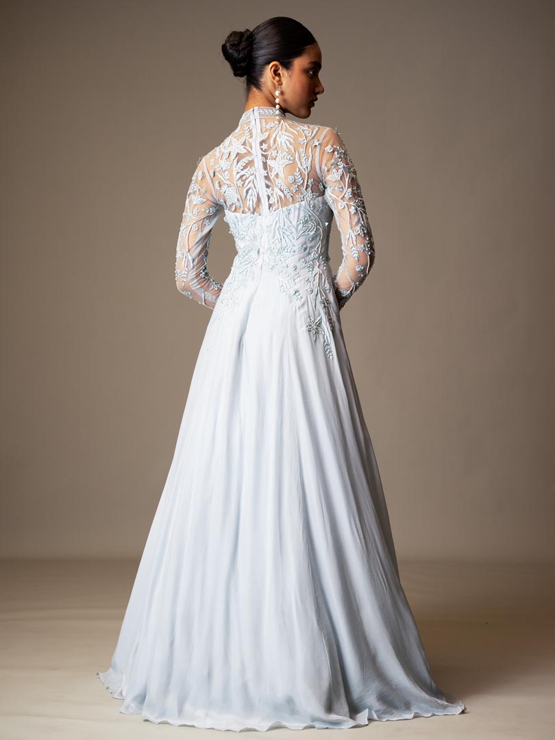 Pastel Blue Pre-Draped Gown