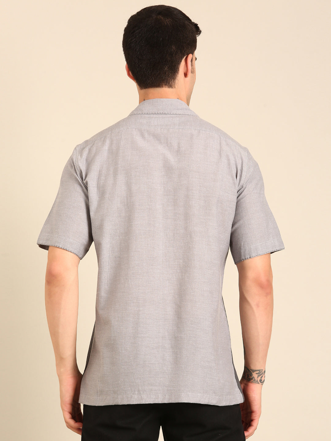 Grey- Black Malai Cotton Shirt