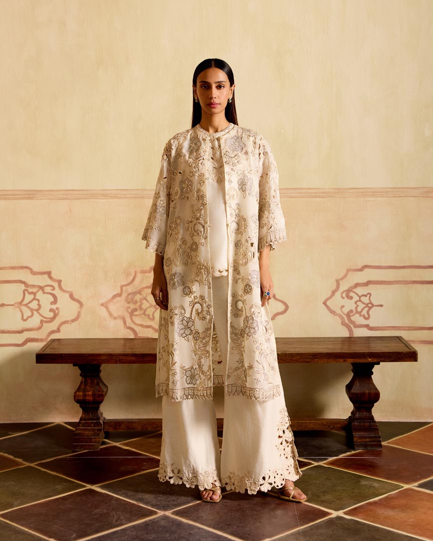 IVORY AND SILVER EMBROIDERED JACKET