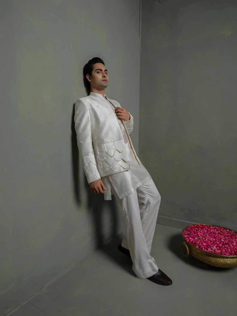 Ivory Flap Bandhgala Set