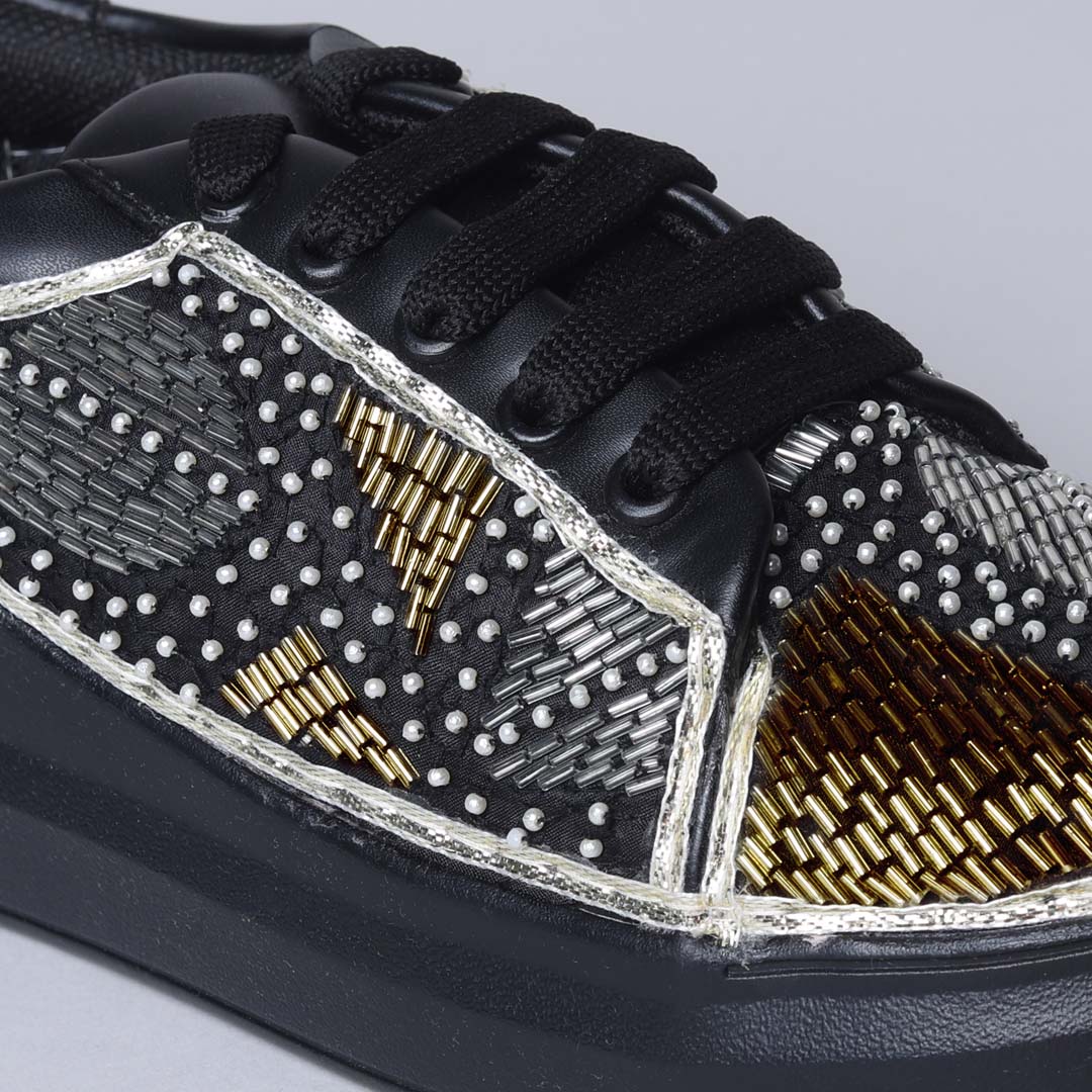 Black Metal Foliage Sneakers