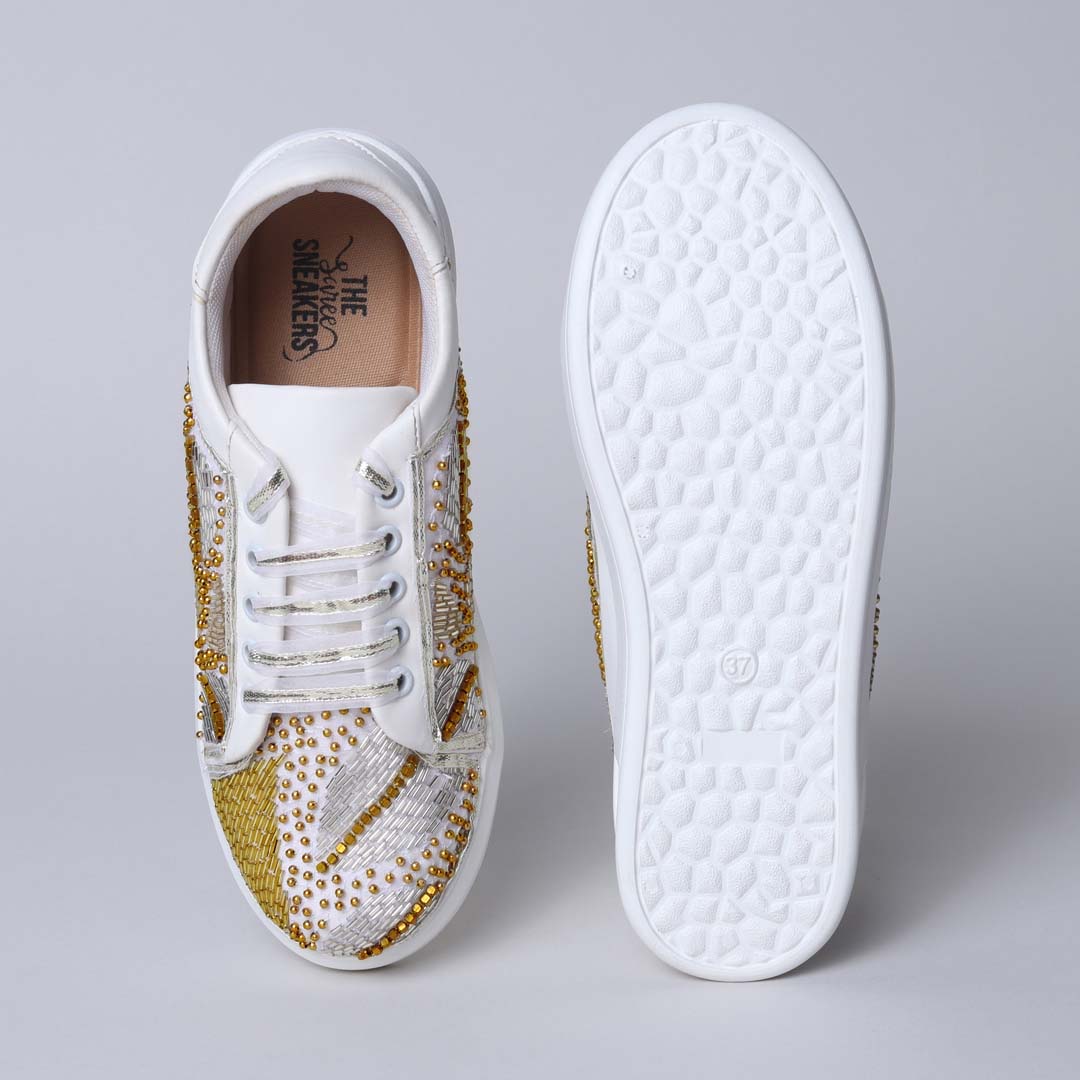 White Metal Foliage Sneakers