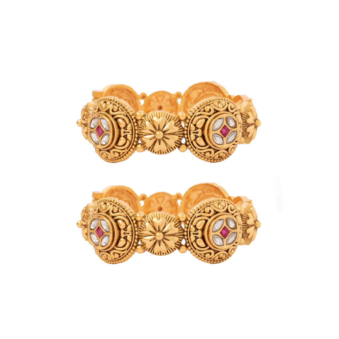 Vivinia By Vidhi Mehra Isvaraah Gold Plated Womens Kundan, Polki Pair of Bangles VB029