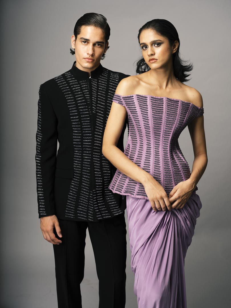 Lavender Corset Saree Gown