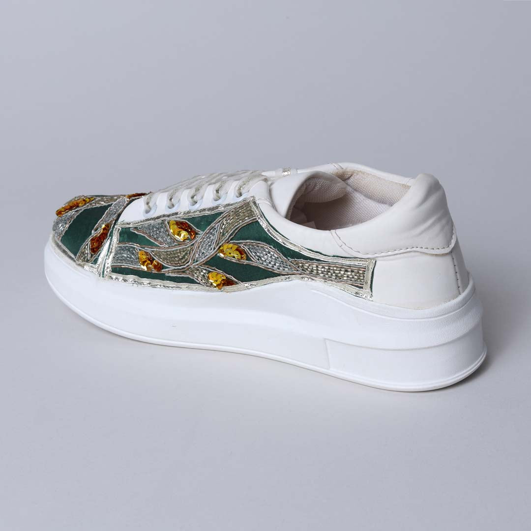 Green Metalic Mesh Sneakers