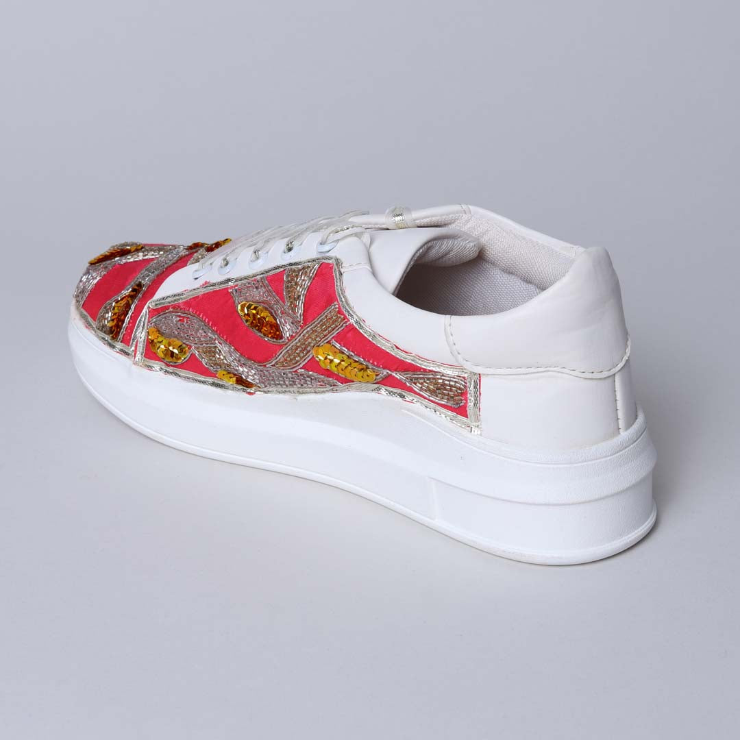 Pink Metalic Mesh Sneakers