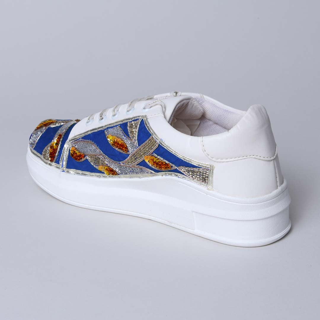 Blue Metallic Mesh Sneakers