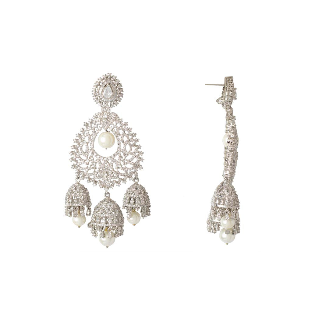 Vivinia By Vidhi Mehra Zia Silver Plated Womens Zircon Pair of Earrings VE339