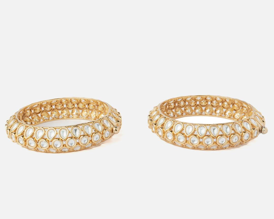 Vivinia By Vidhi Mehra Gold Plated Womens Kundan, Polki Pair of bangles VB028