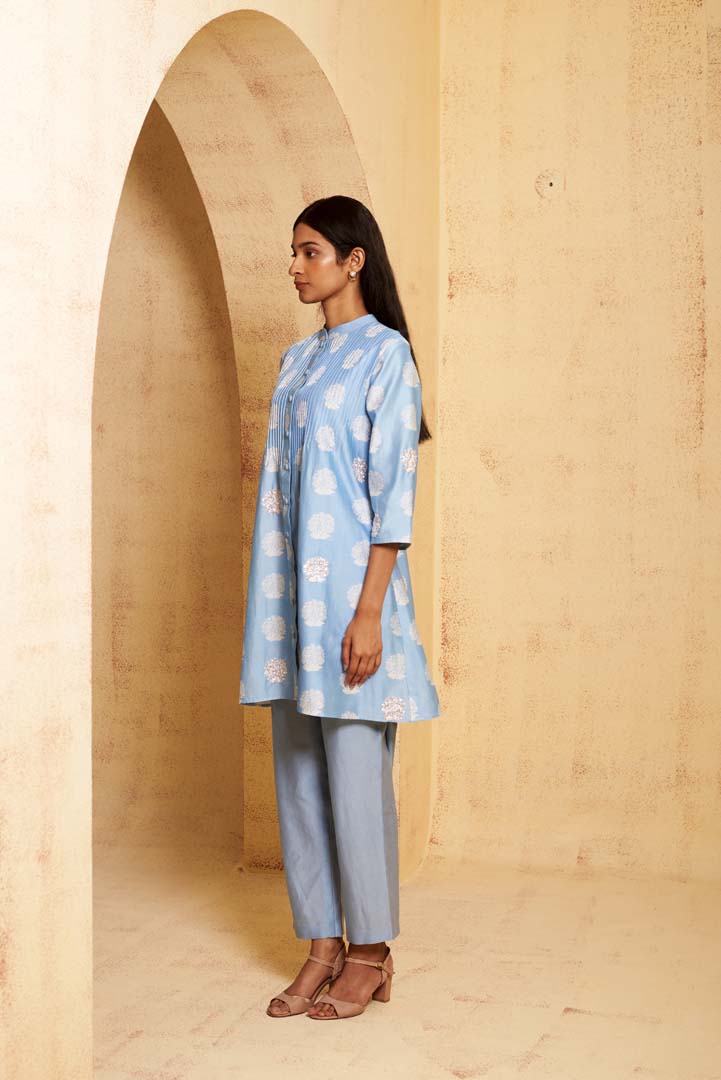 Hand Embroidered Pintuck kurti with pant