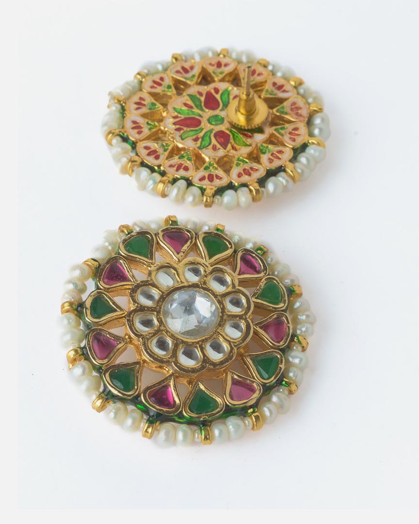 Vivinia By Vidhi Mehra Gold Plated Green Womens Kundan Choker Necklace Set with Pair of Earrings VN900