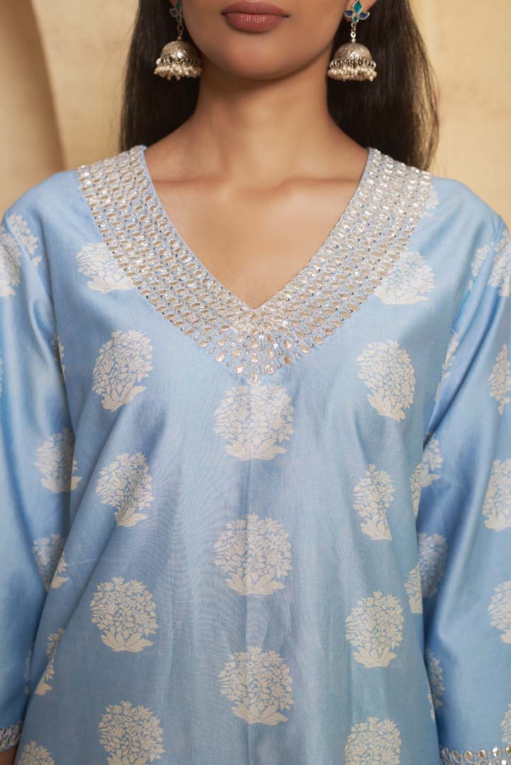 Hand Embroidered Marori work Kurta with pant