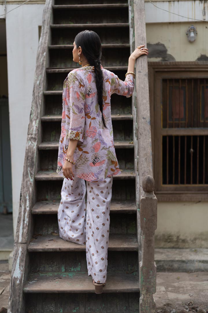 Lilac Embroidered Pant Set