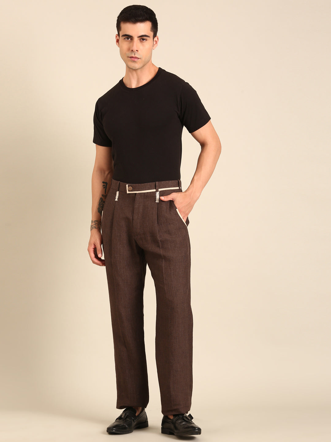 Brown 100% Linen Trouser