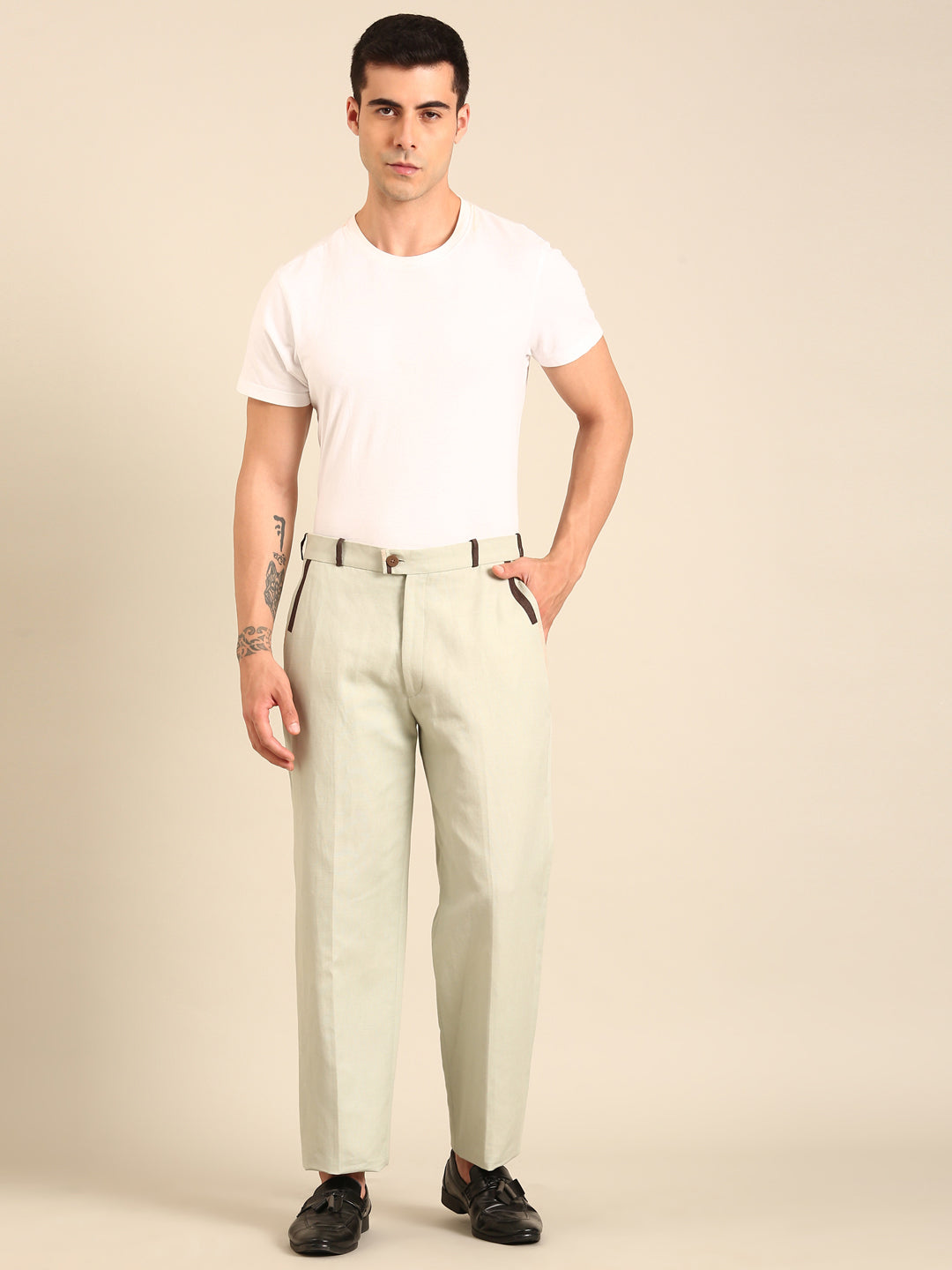 Green 100 % Linen Trouser