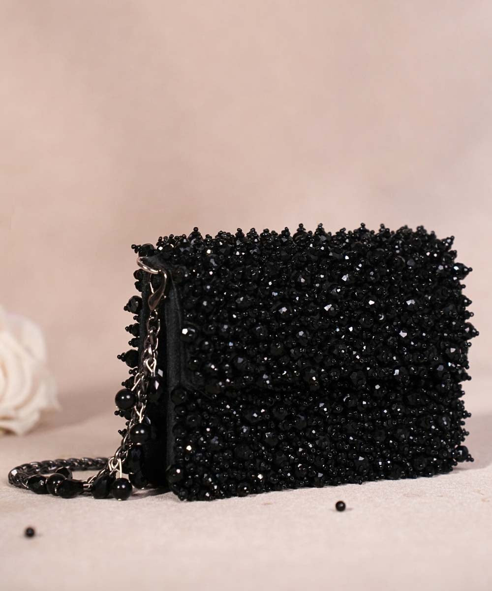 Kiyara Black Suede Crystal Embellished Mini Bag
