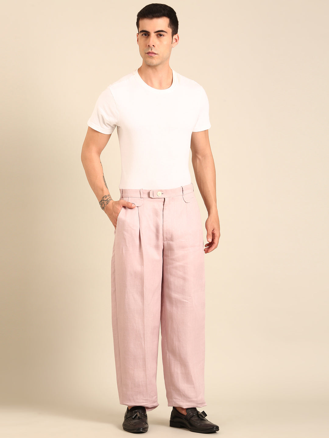 Mauve Silk Linen Trouser