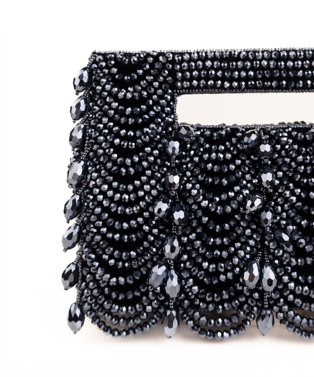 Amyra Navy Blue Suede Handcrafted Clutch