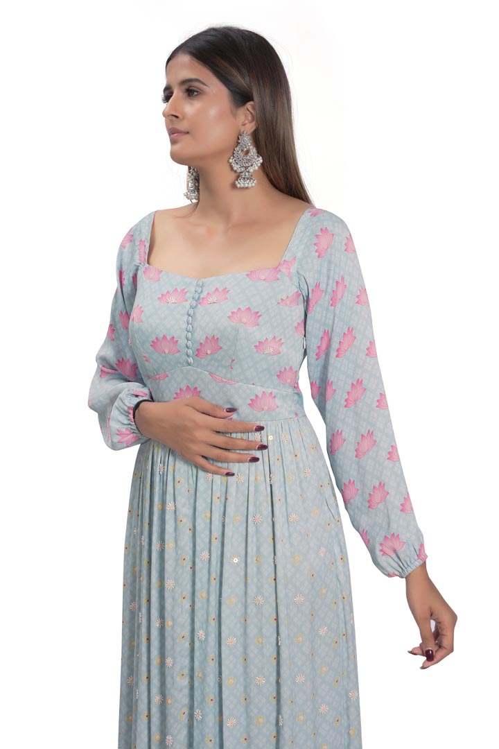 Powder Blue Embroidered Dress