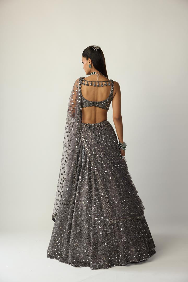 Metallic Grey Lehenga Set