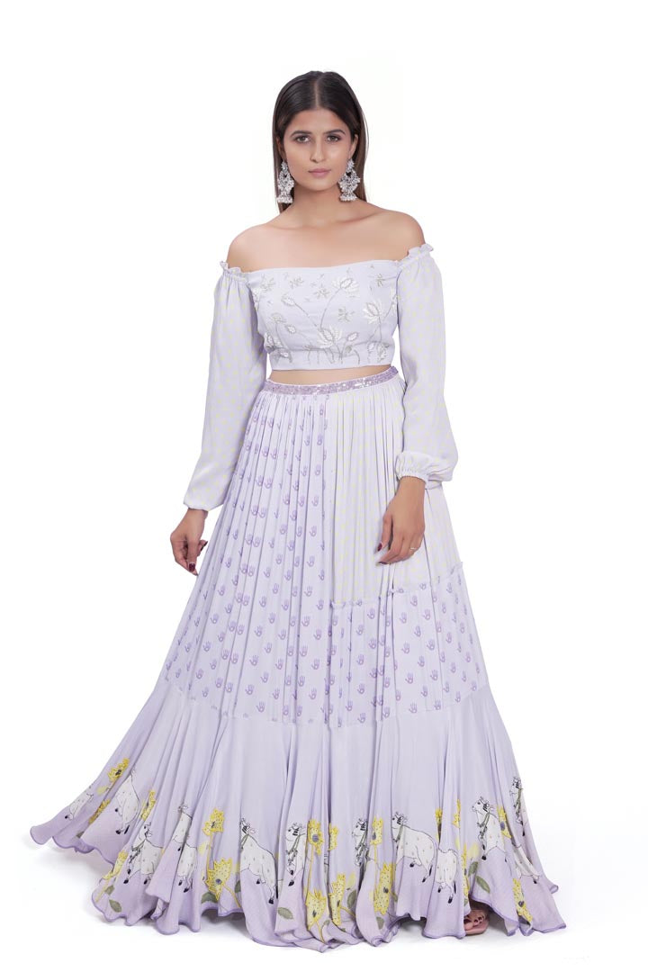 Lilac Kadakara Printed Skirt Set