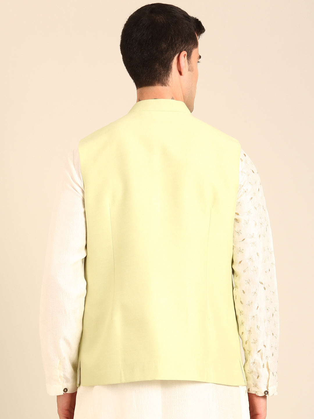 Pista Green Silk Cotton Nehru Jacket
