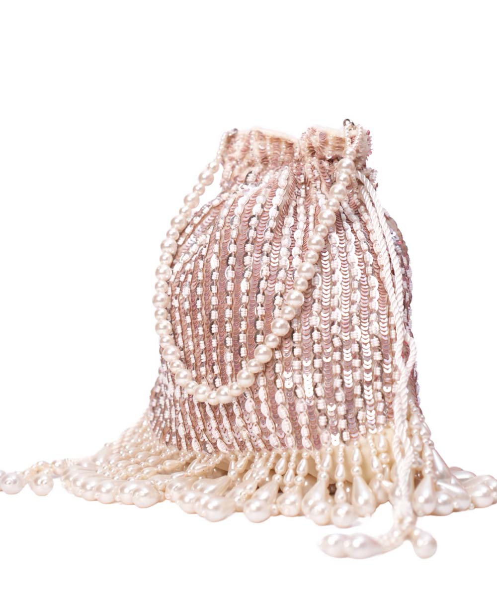 Aurelia Pink Suede Embellished Potli